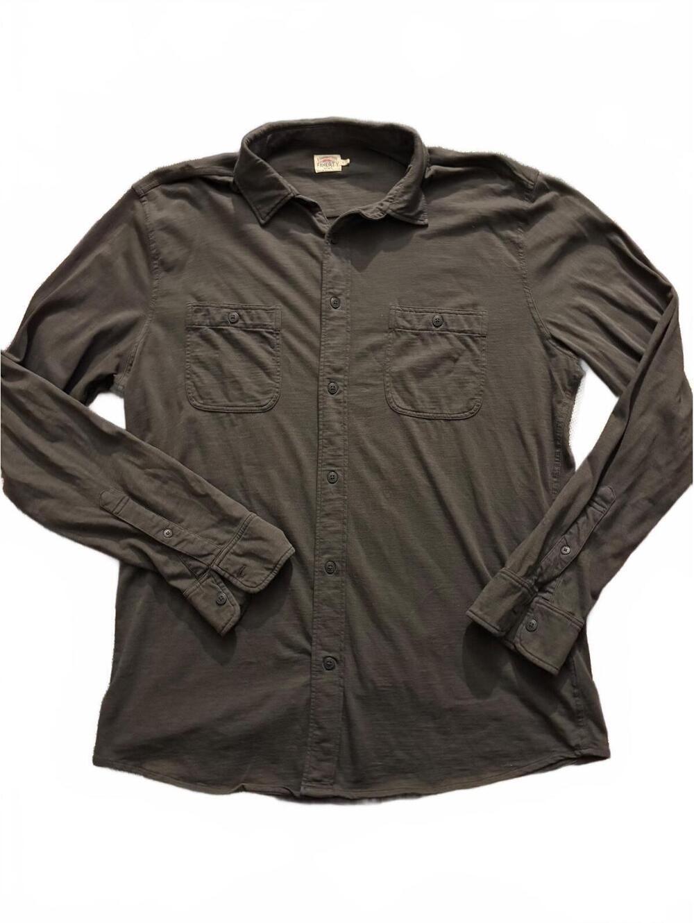 Faherty gray long sleeve button up - organic cotton - XL